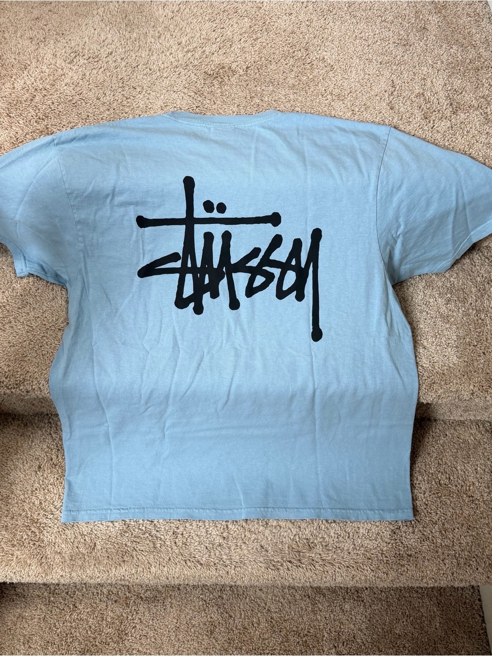 Stussy Light Blue Tee with Black Logo